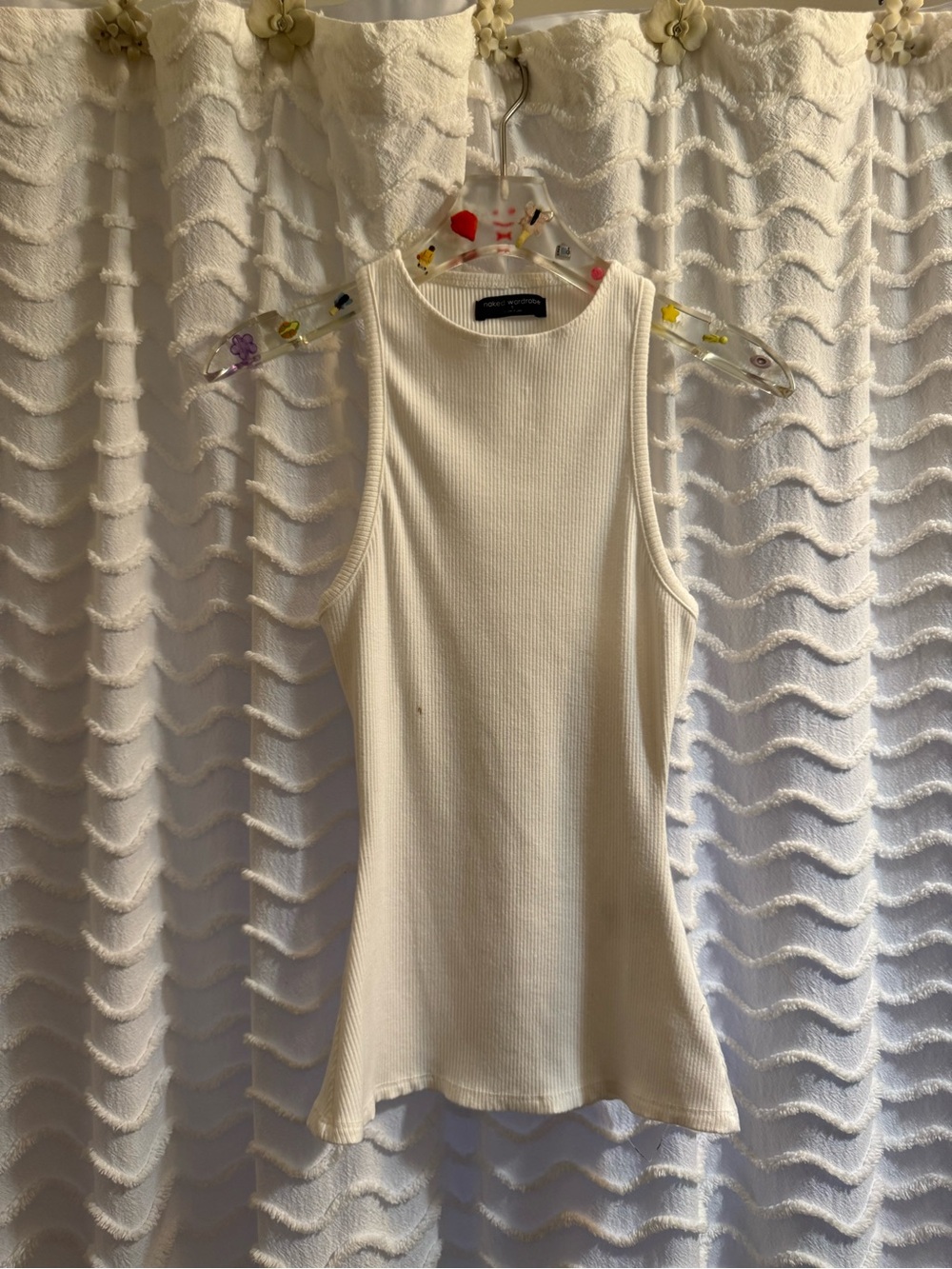 naked wardrobe Cream Ribbed Scoop Tank